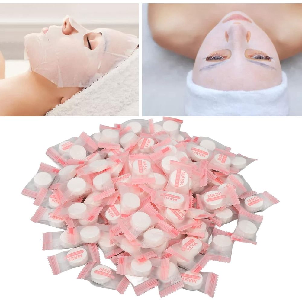 100Pcs Facial Mask Sheets, Compressed Cotton Facial Wrapped Paper, Disposable DIY Mask Paper Beauty Tool for Skin Care, Cotton Masks for Home, Travel