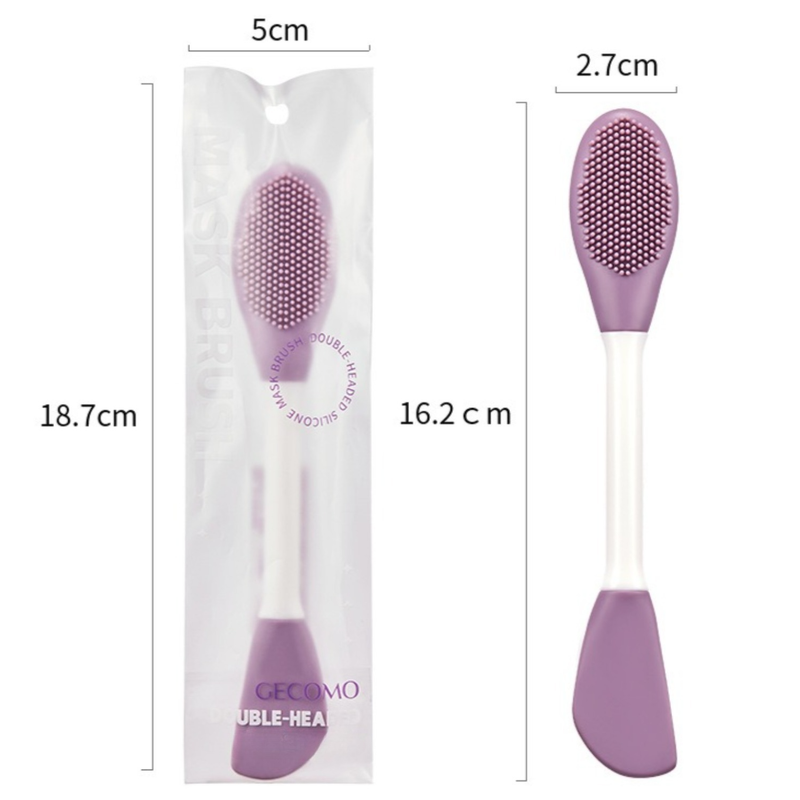 Double-Ended Silicone Mask Brush & Cleansing Facial Brush, Beauty Tool—Beige