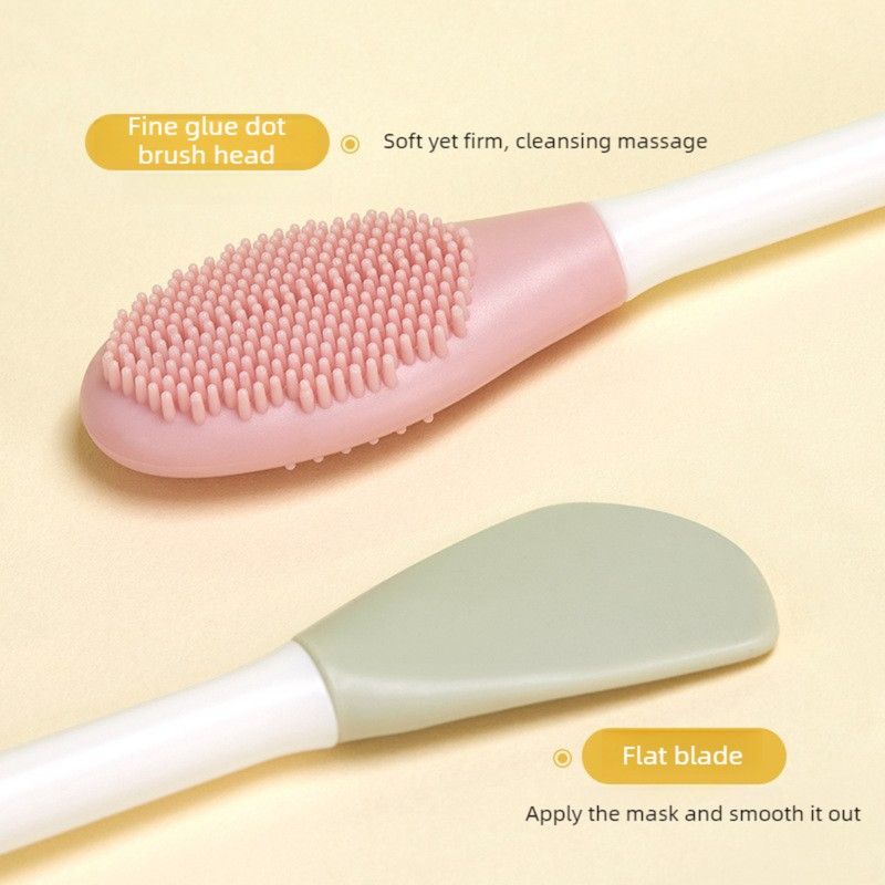 Double-Ended Silicone Mask Brush & Cleansing Facial Brush, Beauty Tool—Purple