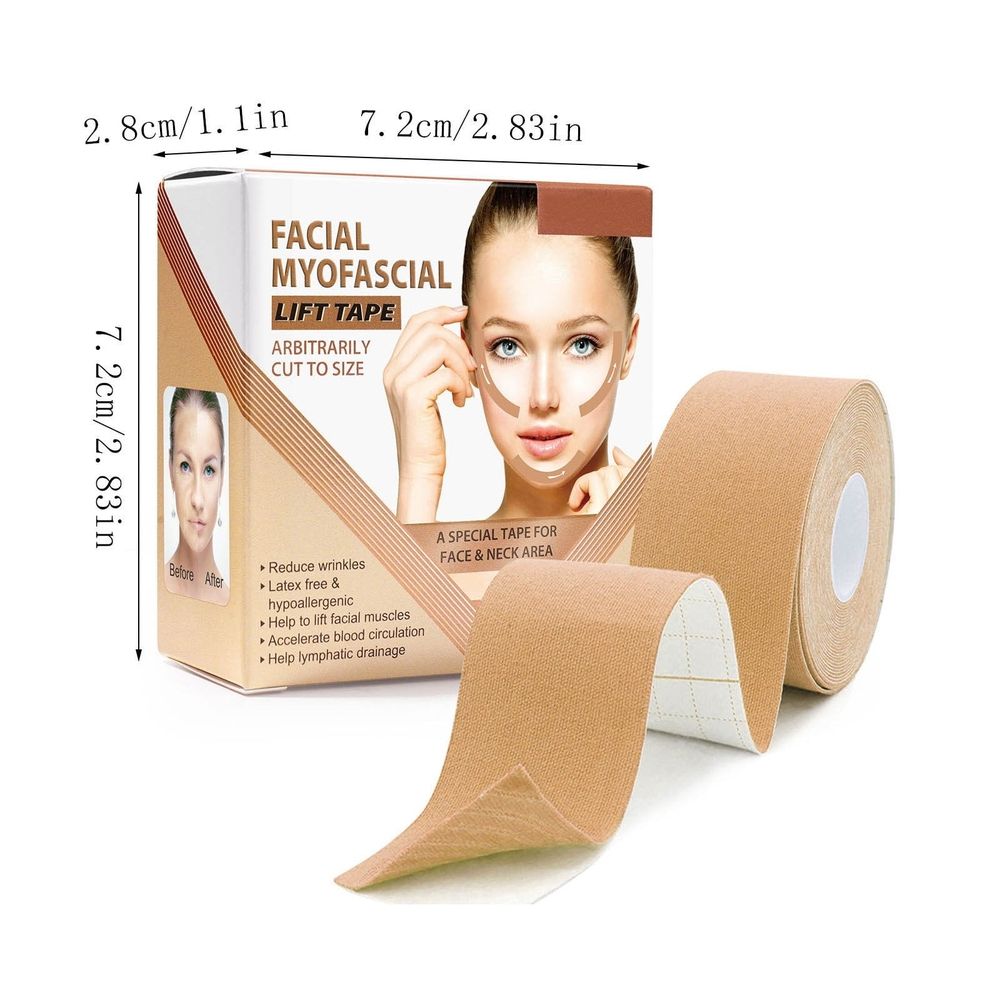 Facial Myofascial Lift Tape, Anti-Wrinkle Patches for Face Eye Neck Firming, 0.98x196.8 Inch Roll