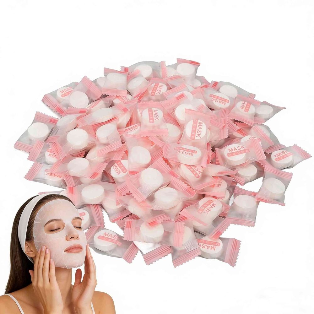 100Pcs Facial Mask Sheets, Compressed Cotton Facial Wrapped Paper, Disposable DIY Mask Paper Beauty Tool for Skin Care, Cotton Masks for Home, Travel