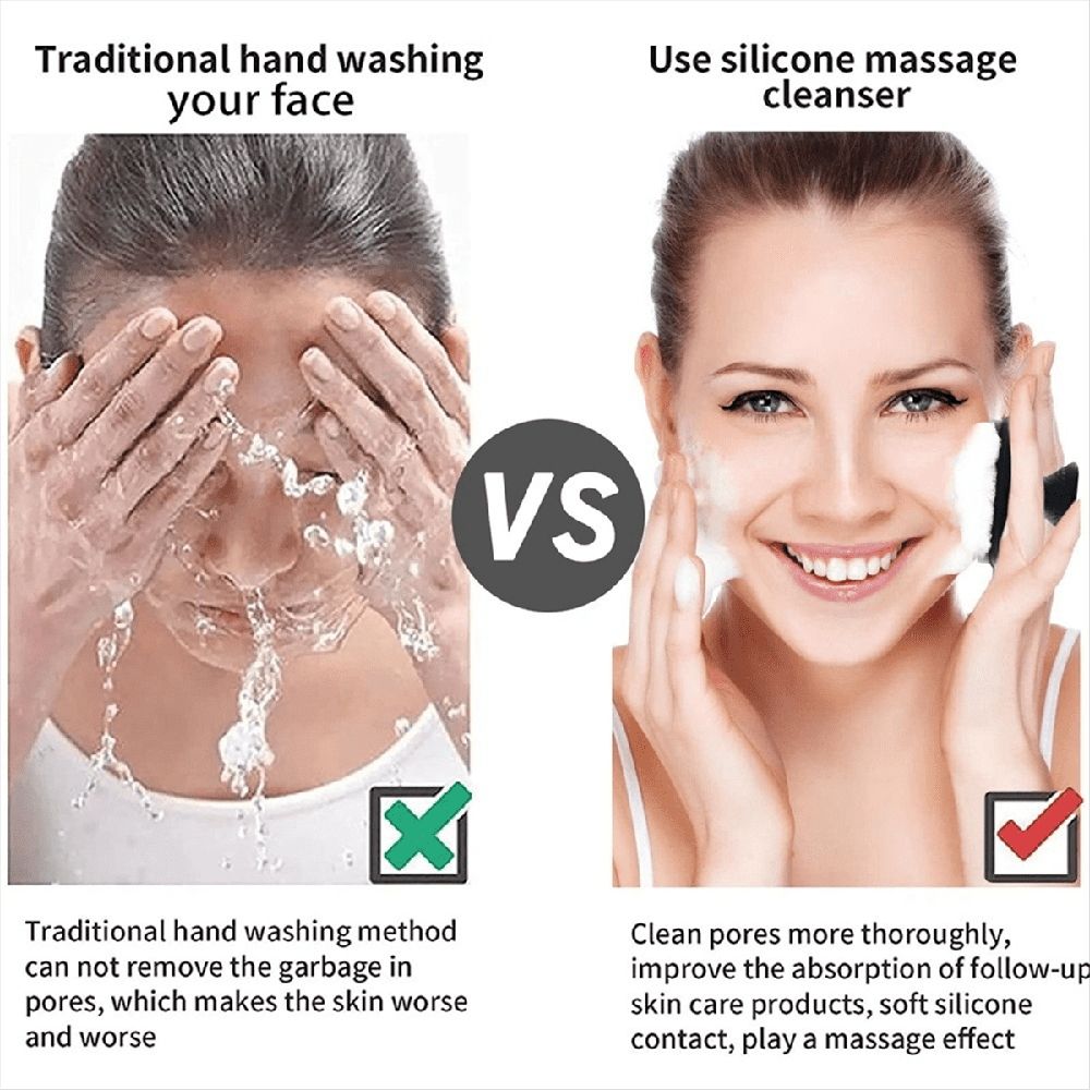 2Pcs Silicone Face Scrubber ,Soft Silicone Cleansing Brush Clean Pores Massage Cleansing C6466