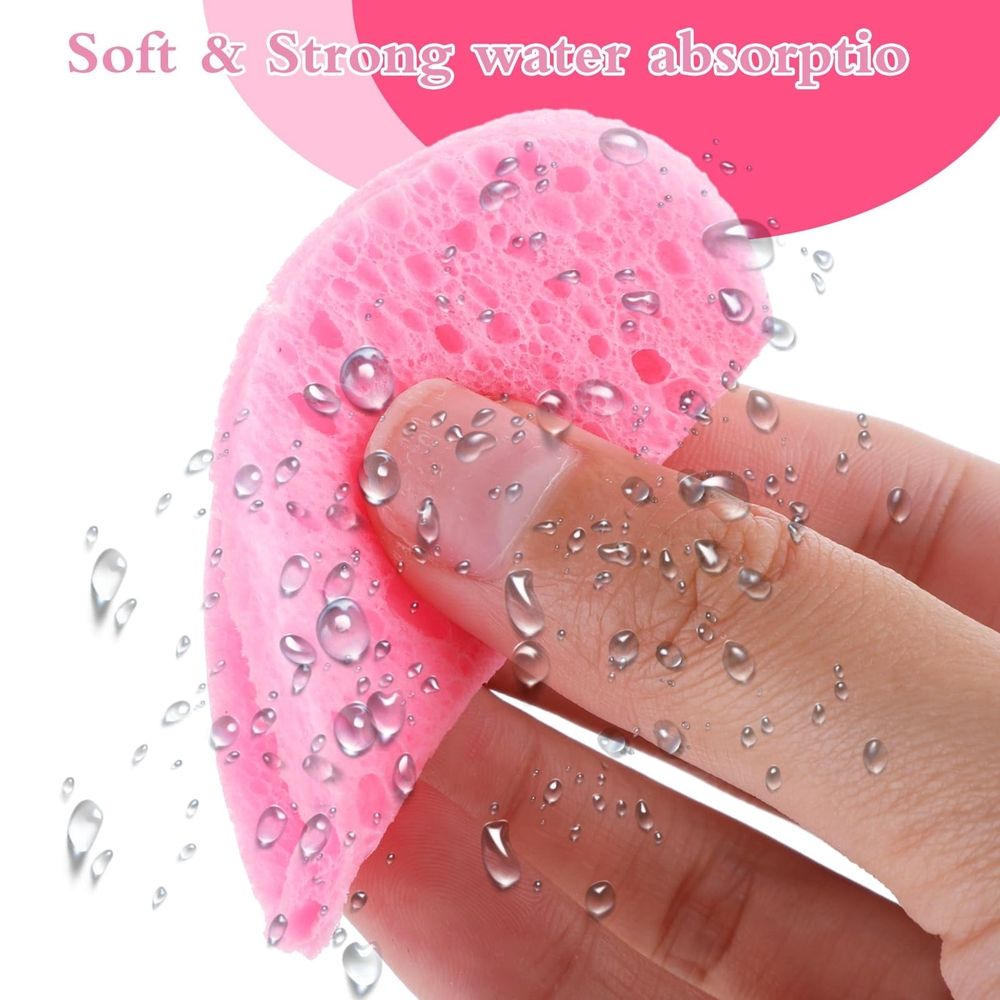 50 Pcs Compressed Cellulose Heart Shape Face Facial Sponges Natural Cosmetic Sponges for Facial Cleansing Exfoliating Mask Skin Massage, Pink