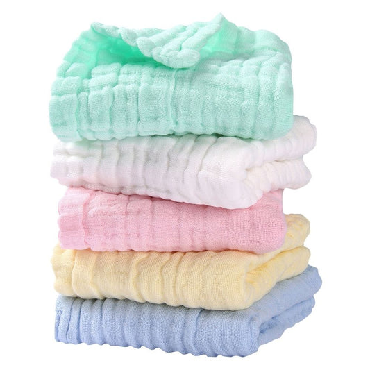 5 Pack Cotton Terry Washcloths with Soft Absorbent Texture, Versatile Square Towels for Face and Body Cleansing, Compact Size for Daily Care (Clear, 30x30cm)
