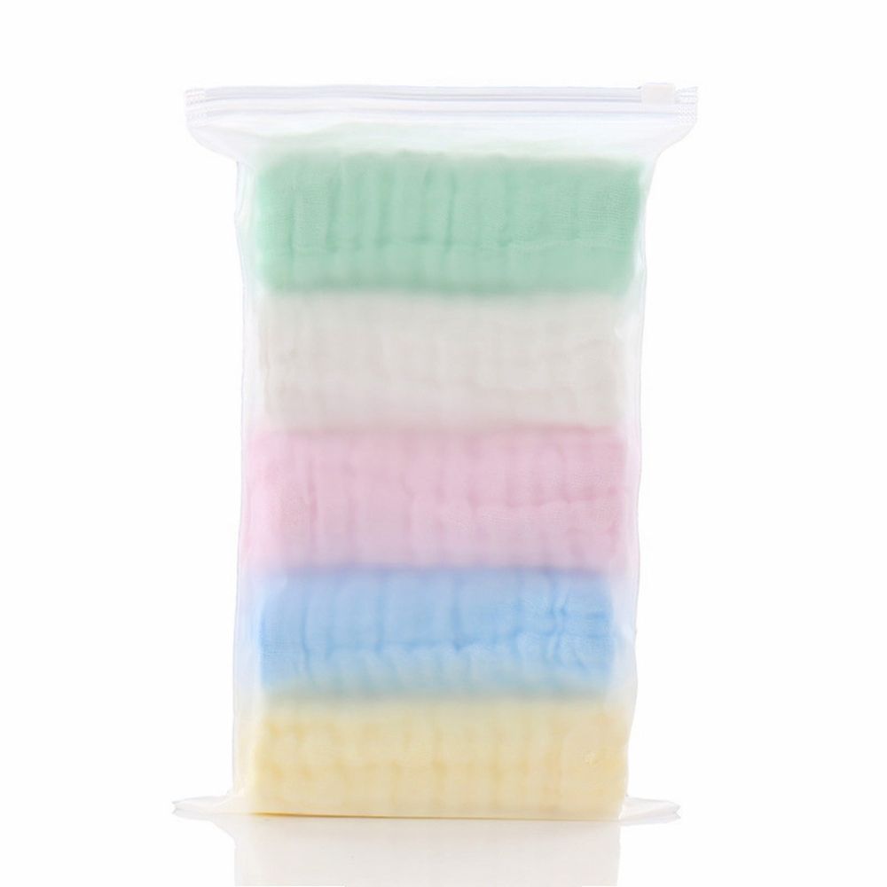 5 Pack Cotton Terry Washcloths with Soft Absorbent Texture, Versatile Square Towels for Face and Body Cleansing, Compact Size for Daily Care (Clear, 30x30cm)