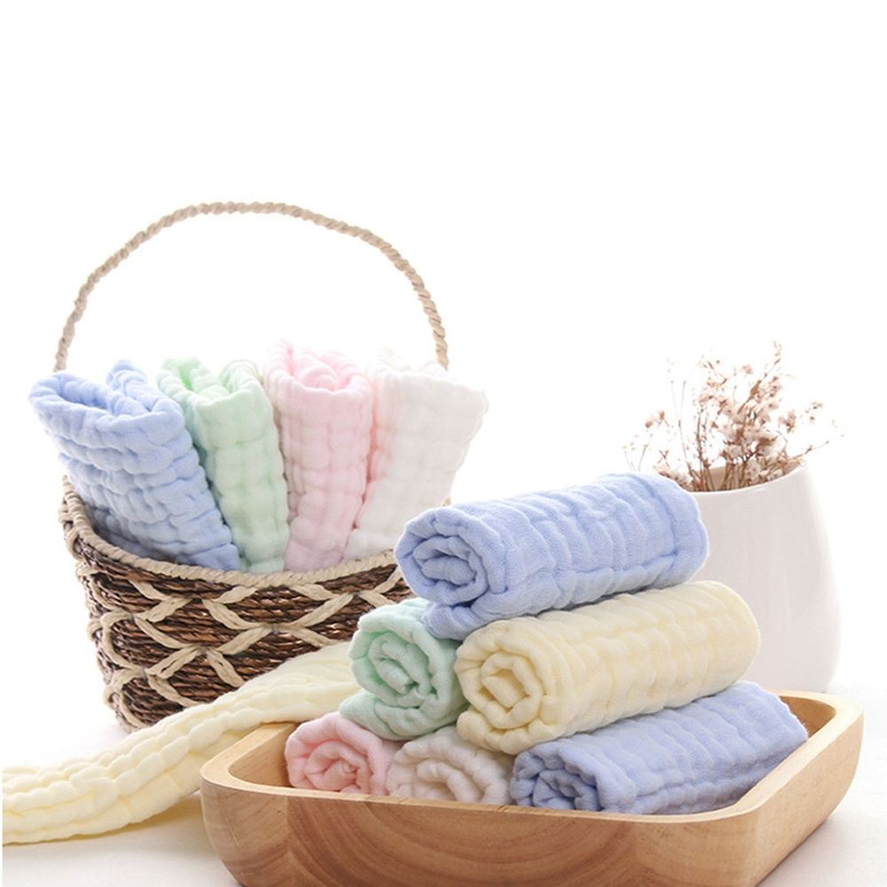 5 Pack Cotton Terry Washcloths with Soft Absorbent Texture, Versatile Square Towels for Face and Body Cleansing, Compact Size for Daily Care (Clear, 30x30cm)